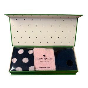 Kate Spade New York Boxed Set of 3 Cozy Low Cut Socks Black Dot, Pink & Black